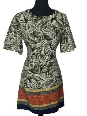 KATE and LILY Women Short Sleeve Tropical Midi Dress Sz S Multicolor Beach 5-27